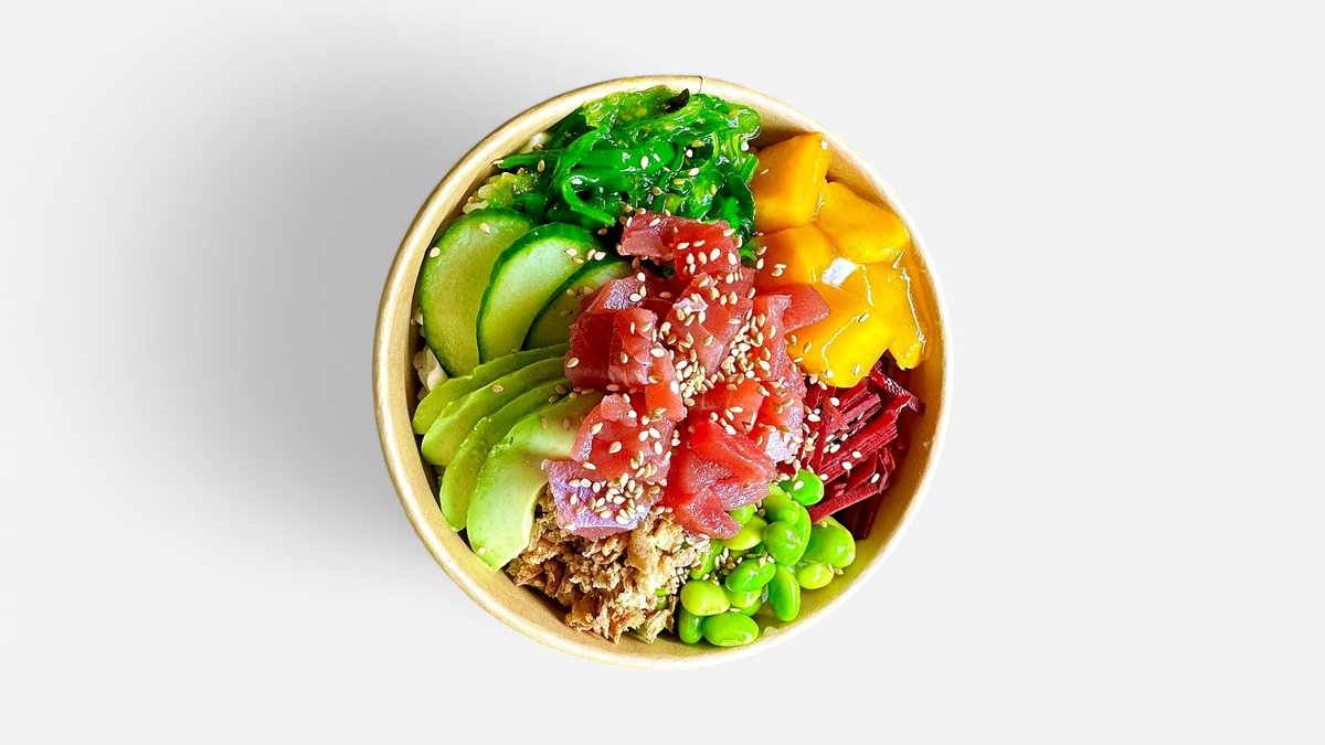 Tuna Poke – tuňák v sashimi kvalitě, wakame, sushi rýže, originální Hawa...
