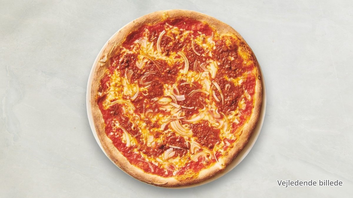 Italiano – Tomatsauce, ost, kødsauce og løg.