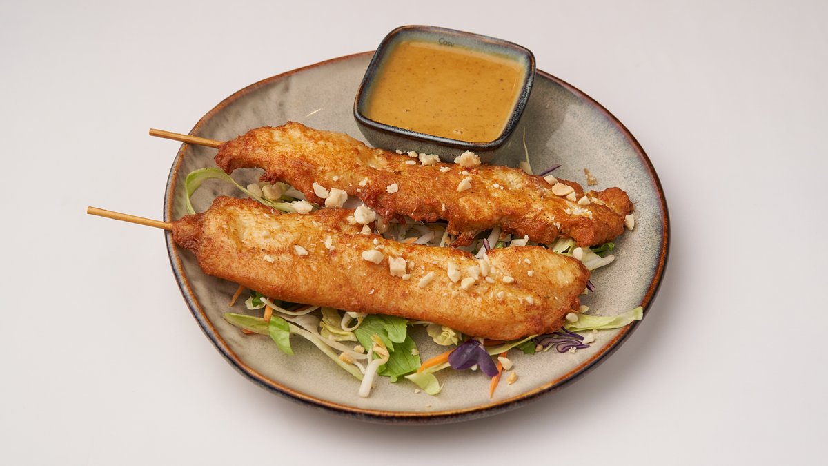 02. Ga Sate Chicken Skewers – 2 pieces
grilled chicken skewers with salad and peanut sauce