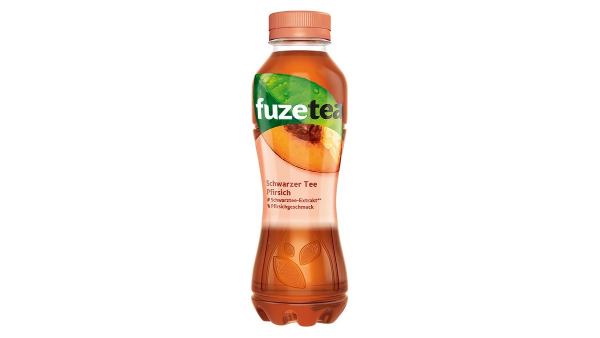 Fuze Tea Pfirsich 0,4 l – Eisteegetränk mit Pfirsichgeschmack, Zucker, enthält Schwarz...