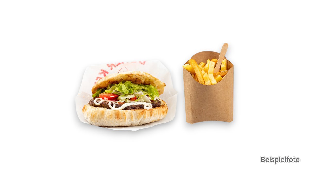 Hamburger Menü – 1x Hamburger 
1x Pommes frites
1x alkoholfreies Getränk dein...