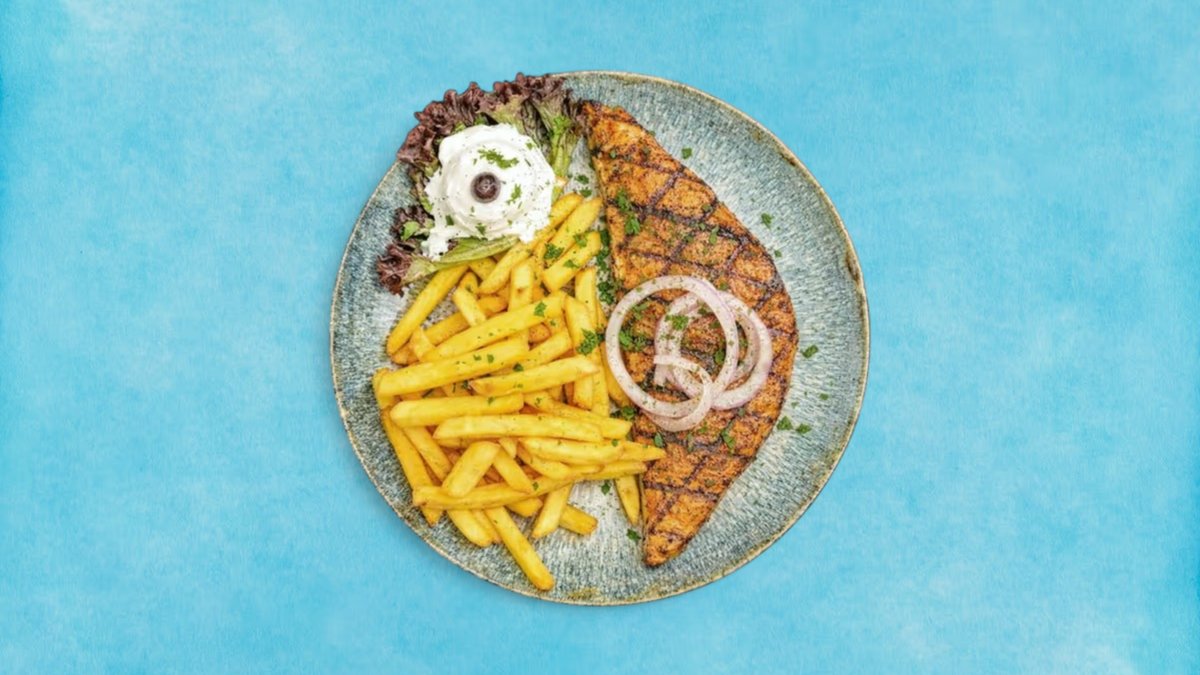 Grilled Turkey Steak with Fried Onions