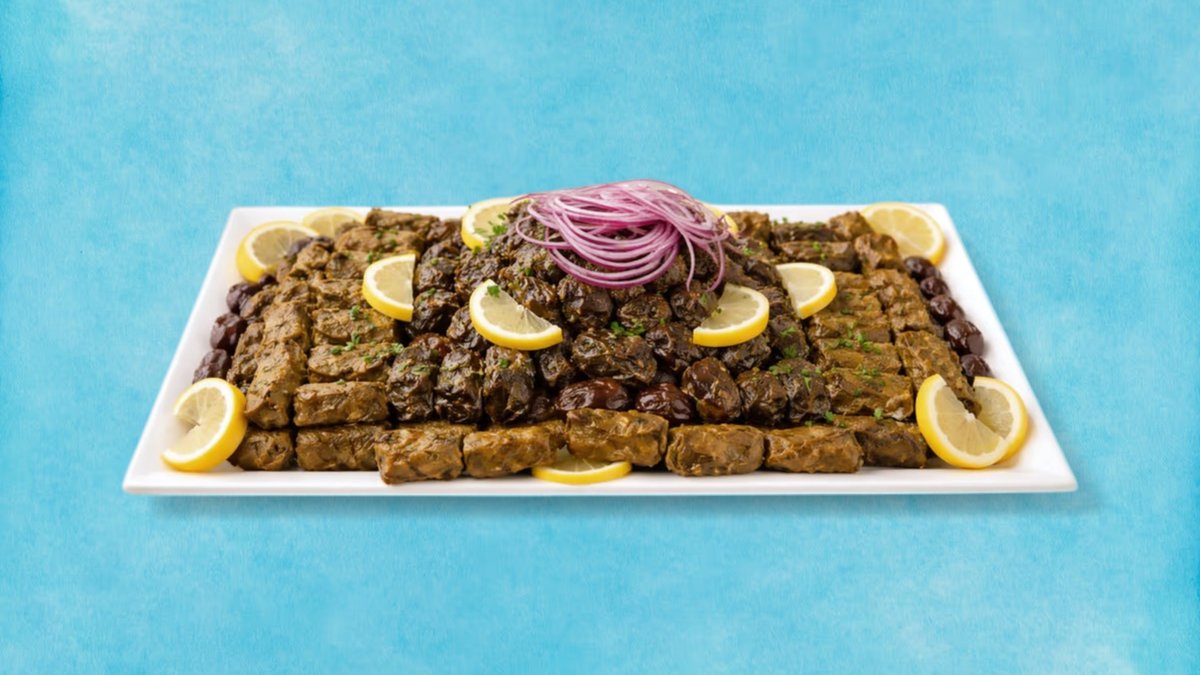 Dolmades – vine leaves stuffed with rice and tzatziki