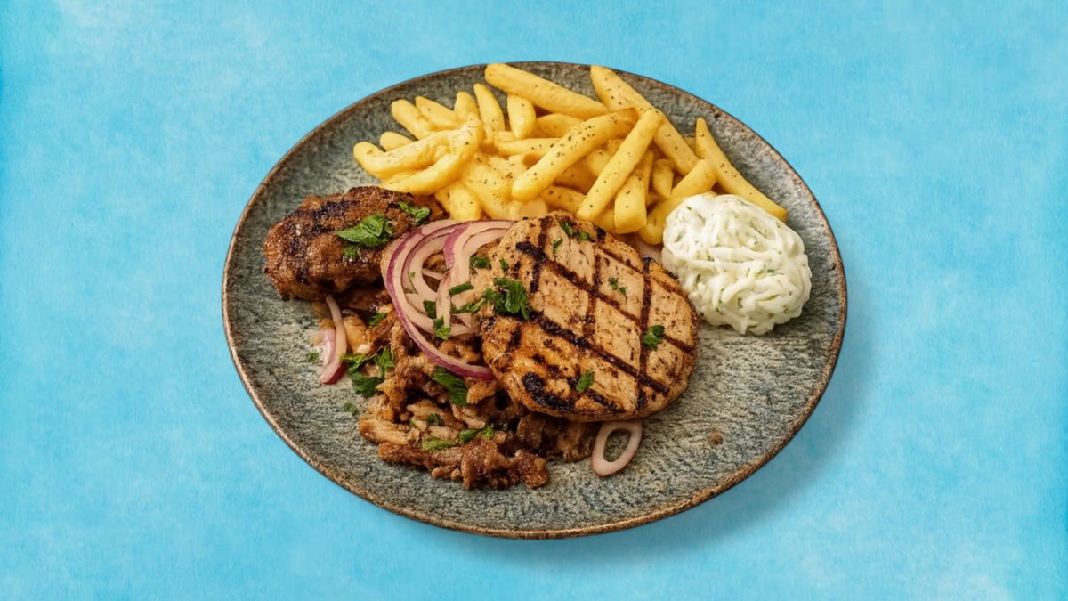 House Plate – pork steak and souvlaki