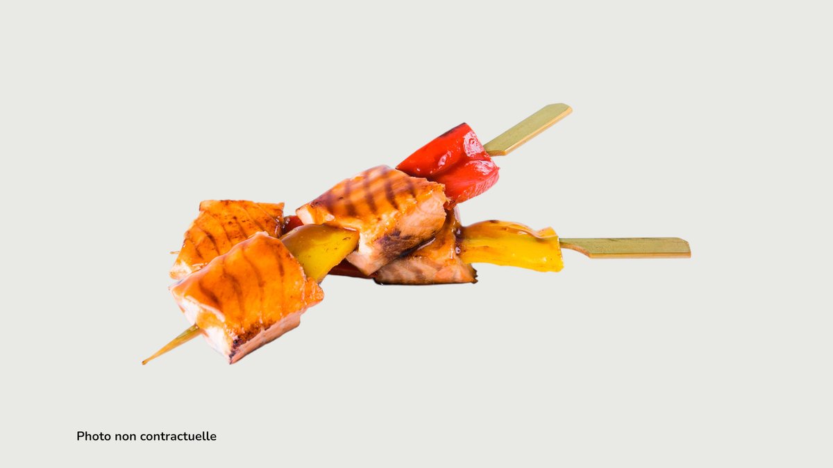 Brochettes aux gambas (2 pièces) – Brochettes de gambas à la sauce yakitori.